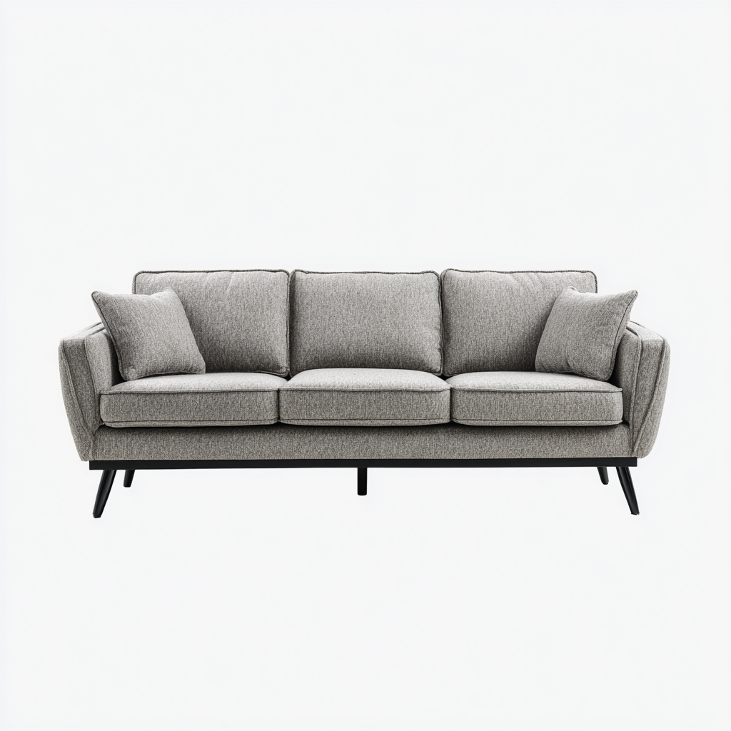 Divano a 3 posti - tessuto-metallo - 219x90x82 cm - grigio - moderno-Javexdadecor