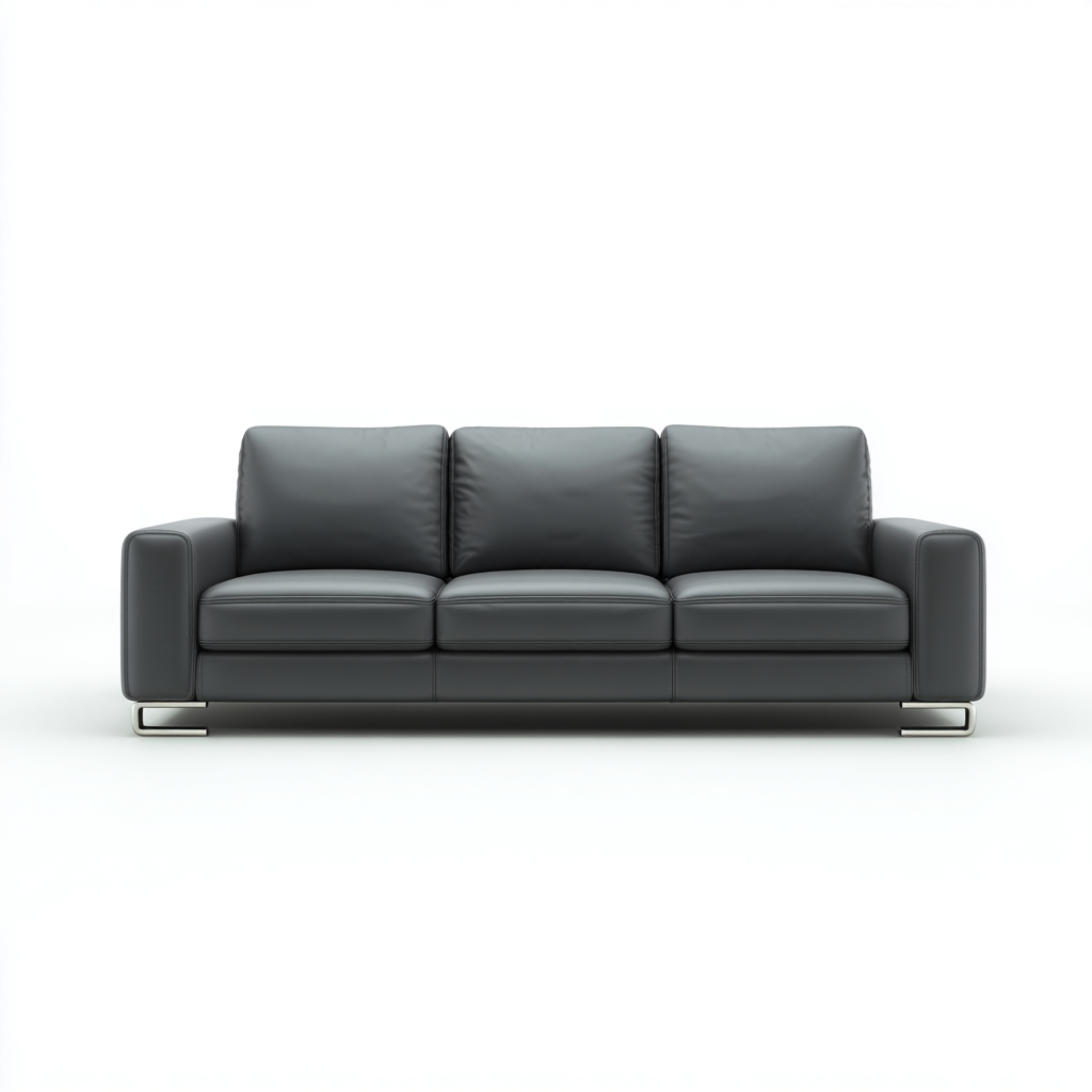 Divano a 3 posti - pelle-metallo - 216x88x81 cm - grigio scuro - moderno-Javexdadecor