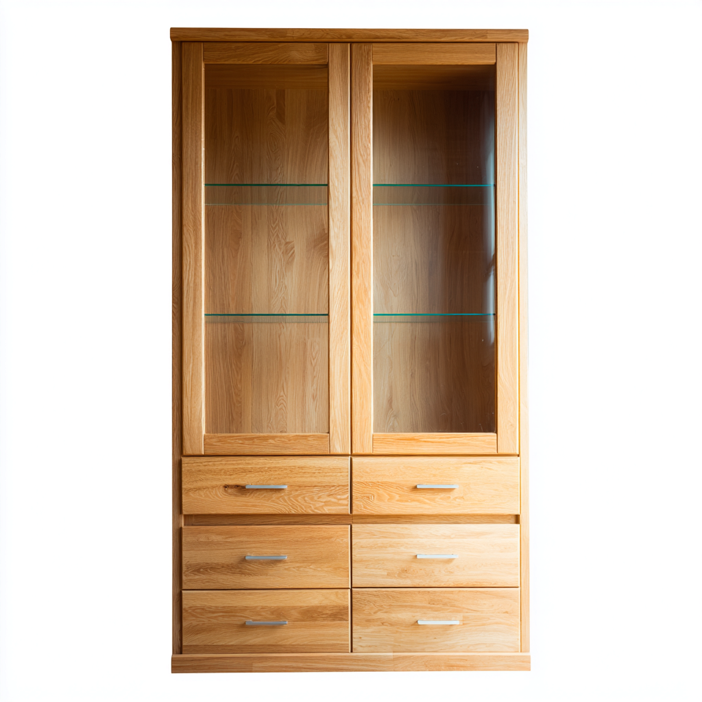Vetrina-legno-vetro-105x42x185 cm-rovere-design moderno-Javexdadecor