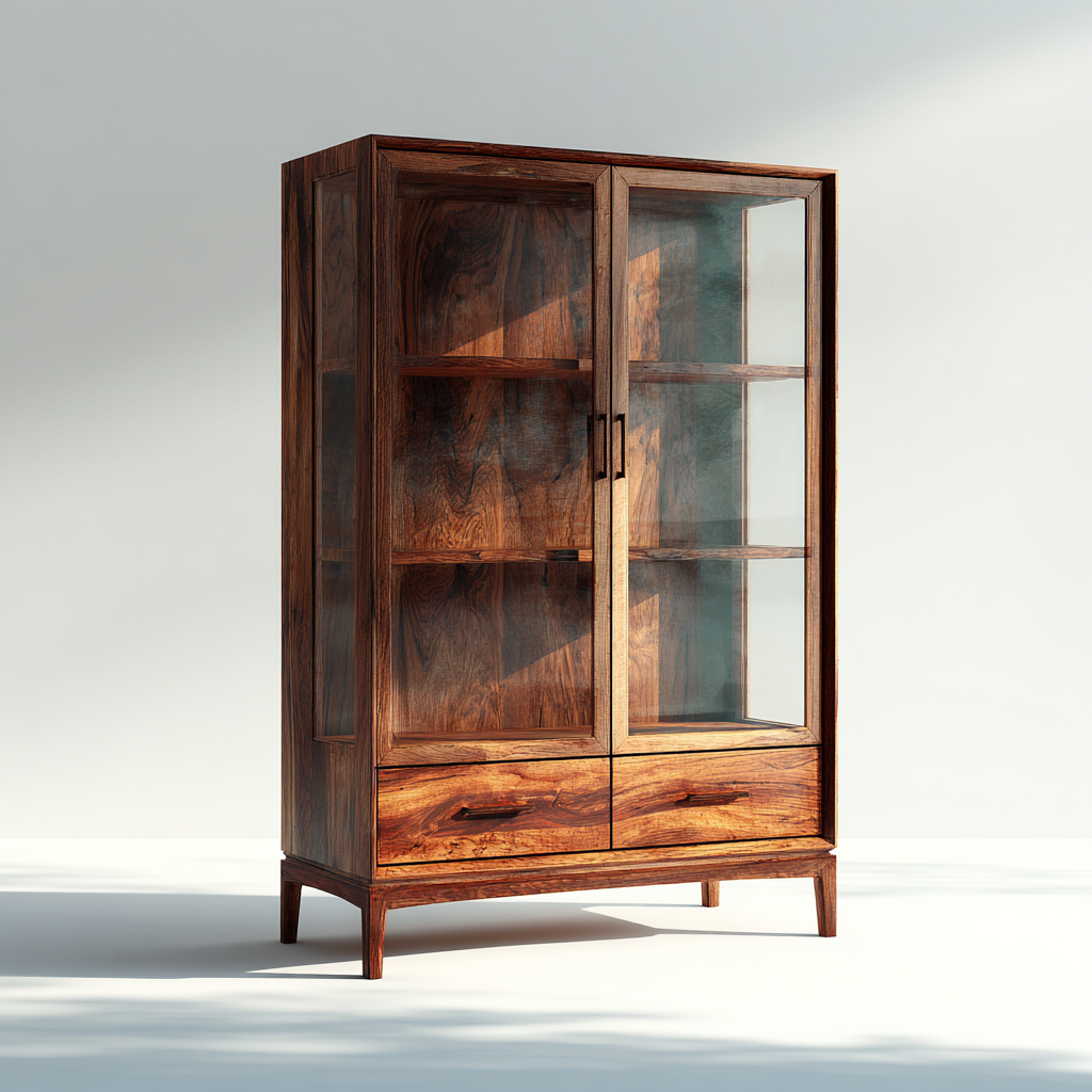 Vetrina - Legno - Vetro - 98x41x158 cm - Noce caldo-Trasparente - Retrò moderno-Javexdadecor