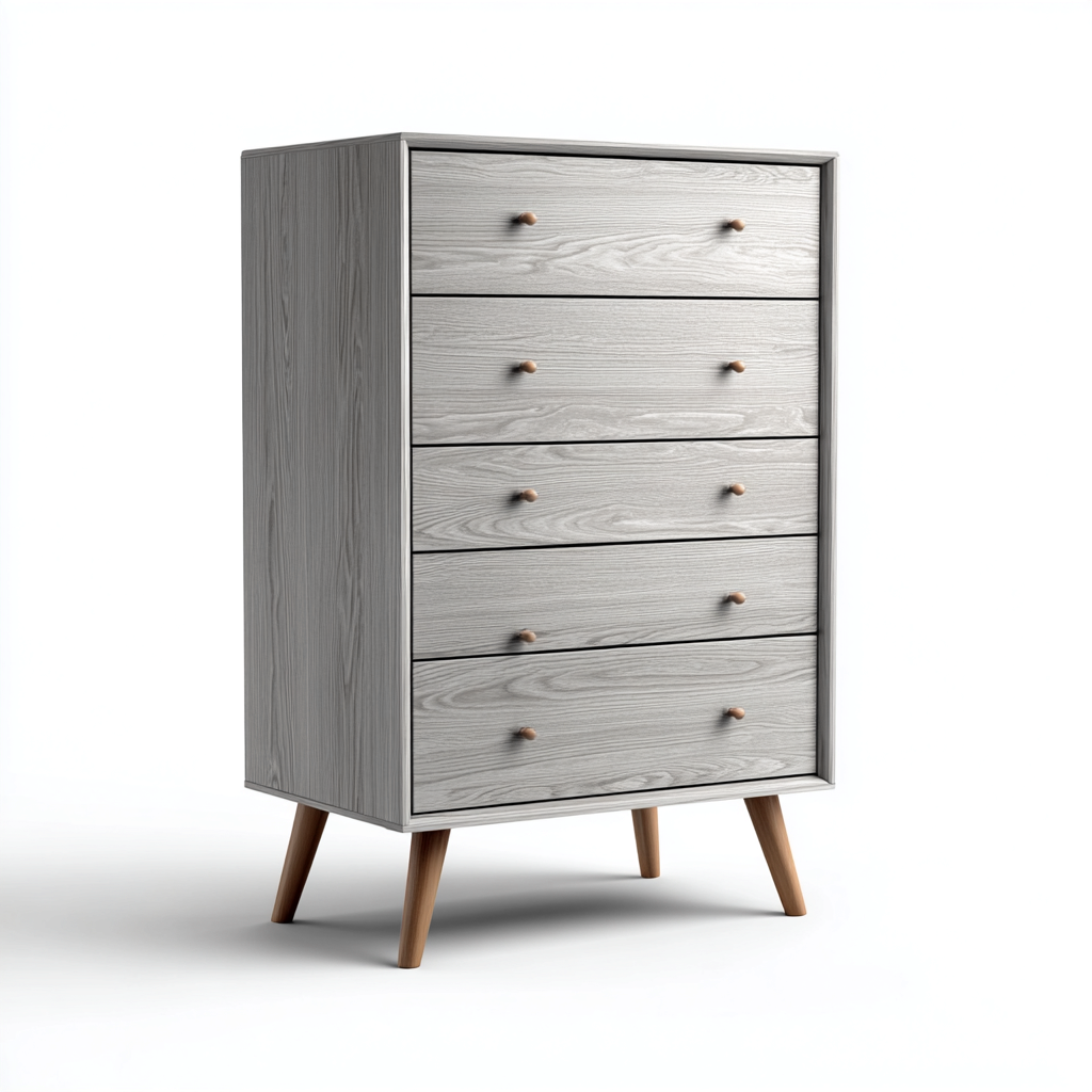 Cassettiera - Legno - 76x42x118 cm - Grigio chiaro-Naturale - Nordico-Javexdadecor