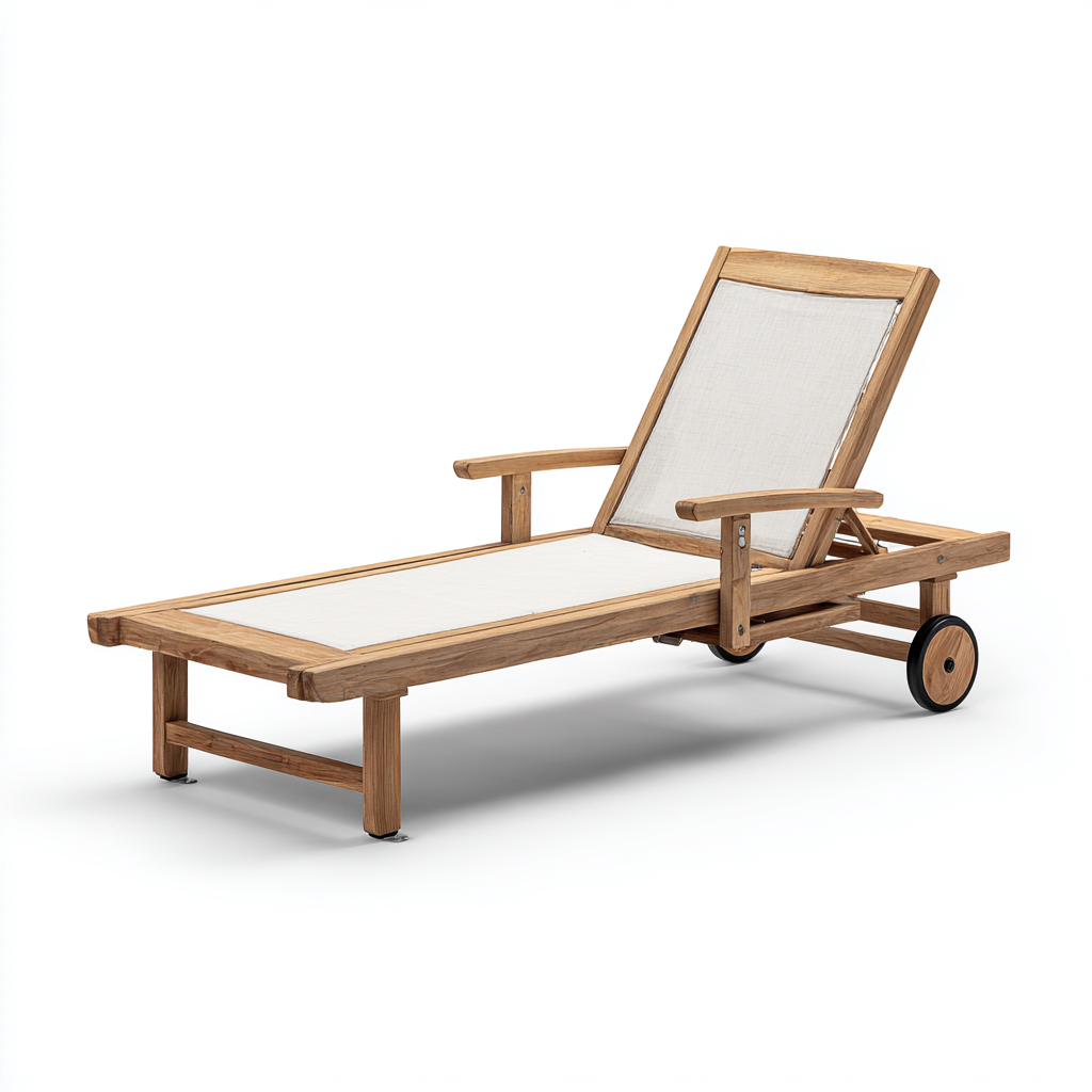 Lettino prendisole-legno-tessuto-213x76x92 cm-marrone-beige-stile naturale-Javexdadecor