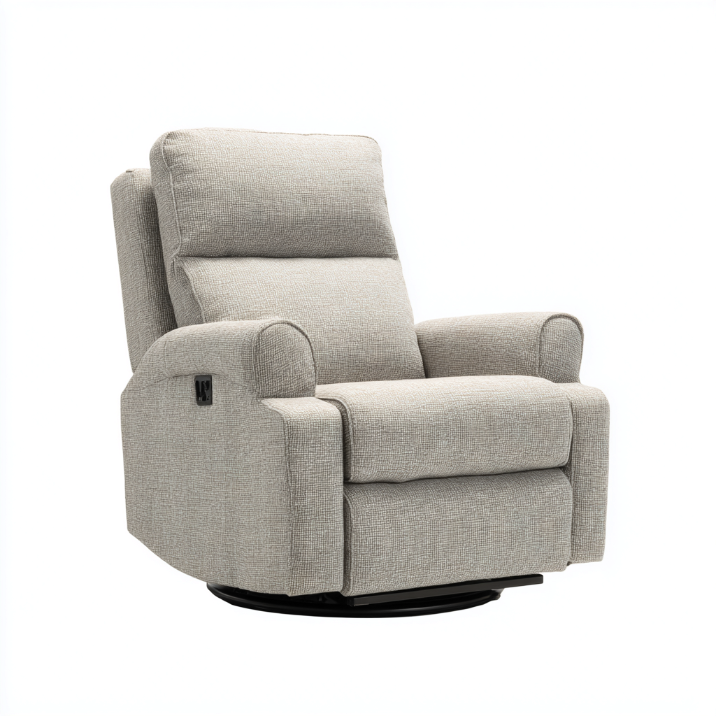 Poltrona reclinabile-Tessuto-94x100x106 cm-Grigio-Stile moderno girevole-Javexdadecor