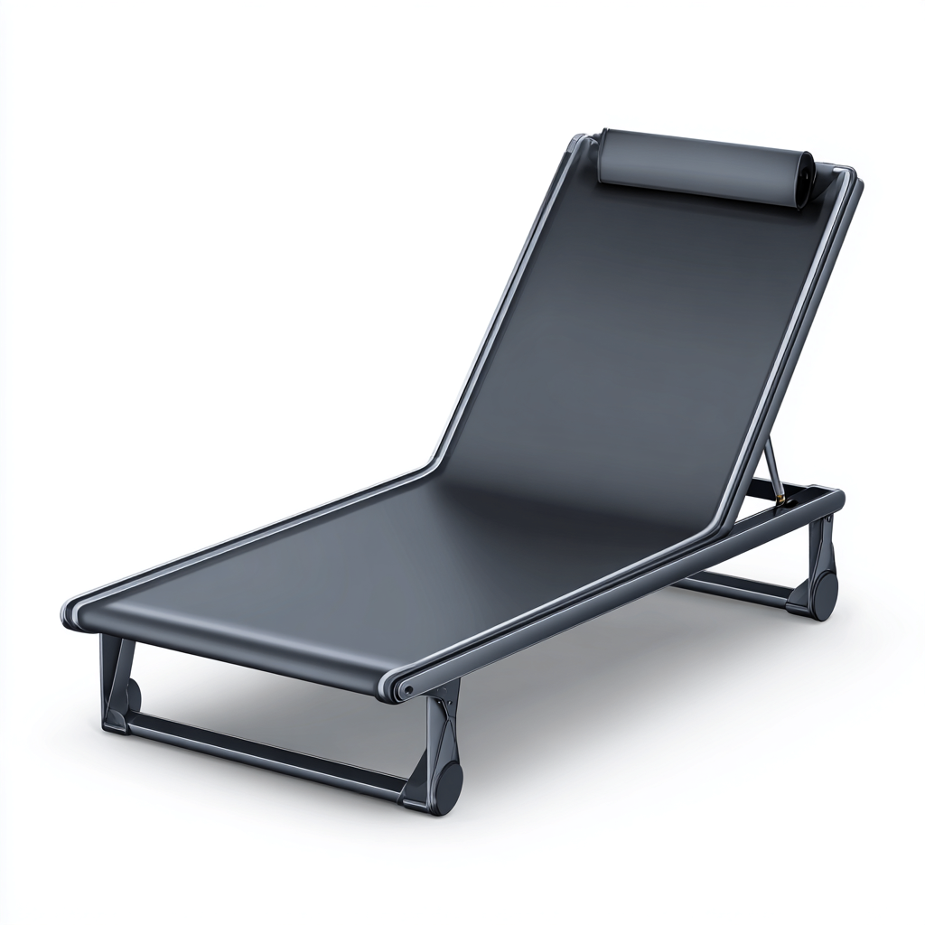 Lettino prendisole-metallo-tessuto tecnico-196x68x82 cm-grigio scuro-stile moderno-Javexdadecor