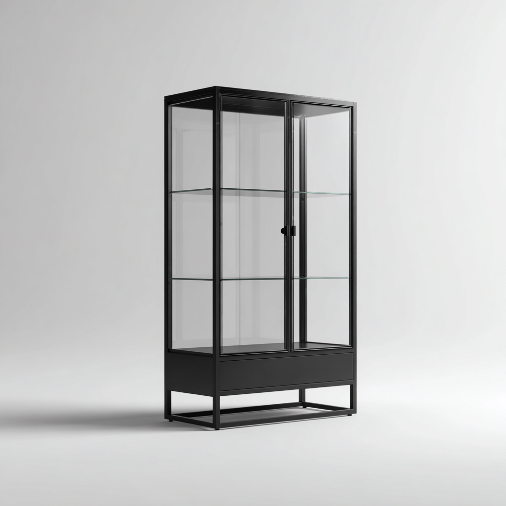 Vetrina - Metallo - Vetro - 78x39x168 cm - Nero-Trasparente - Moderno-Javexdadecor