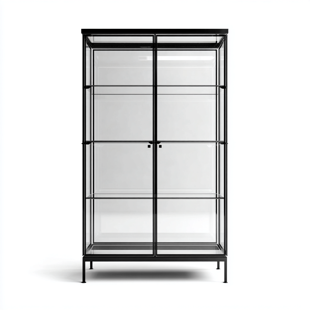 Vetrina - Metallo - Vetro - 105x40x175 cm - Nero-Trasparente - Industriale-Javexdadecor
