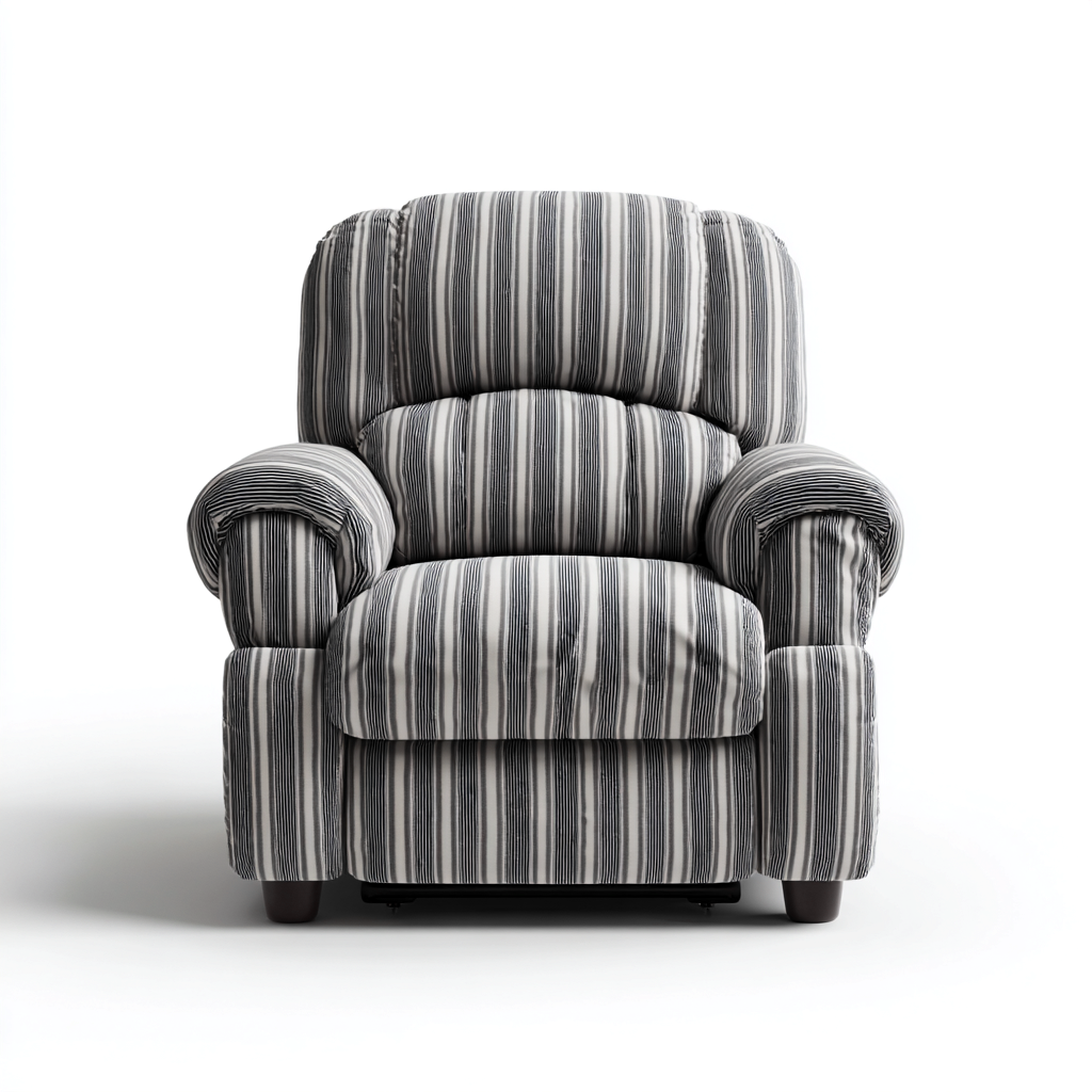 Poltrona reclinabile-Tessuto-95x97x103 cm-Grigio-Nero-Bianco-Stile a righe imbottito-Javexdadecor
