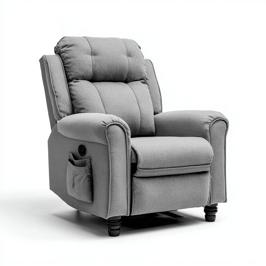 Poltrona reclinabile-Tessuto-91x98x107 cm-Grigio-Stile classico imbottito-Javexdadecor