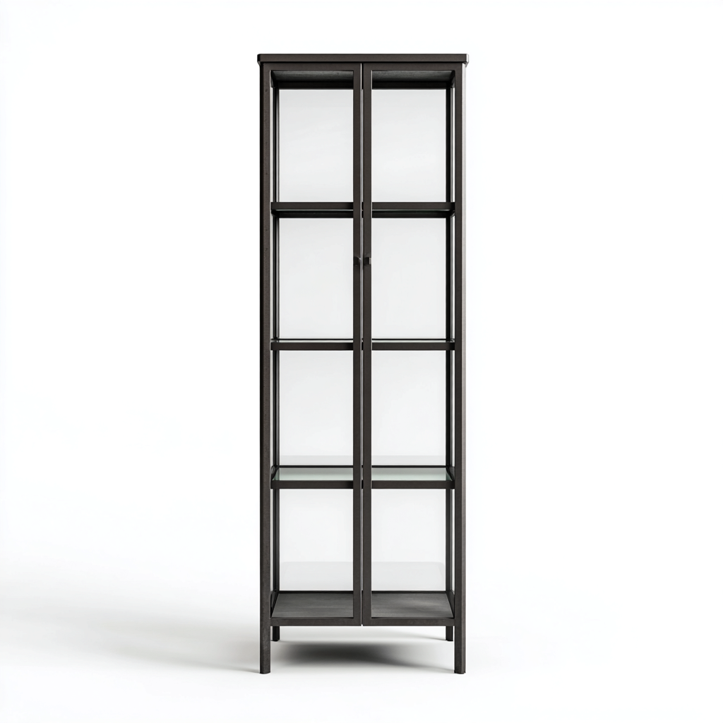 Vetrina - Metallo - Vetro - 65x36x185 cm - Nero-Trasparente - Industriale-Javexdadecor