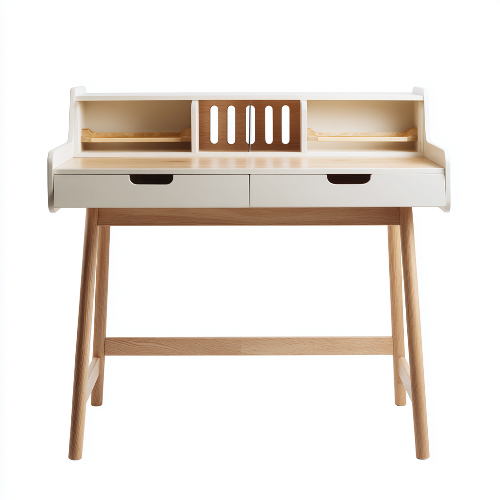 Scrivania-legno-108x50x92 cm-bianco-rovere chiaro-design nordico-Javexdadecor