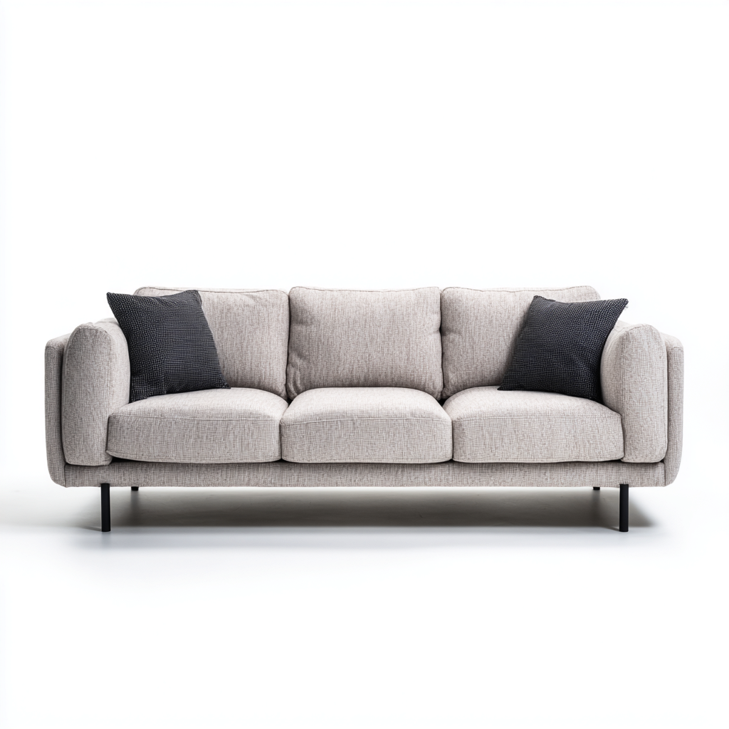 Divano a 3 posti - tessuto-metallo - 216x89x79 cm - grigio chiaro - moderno-Javexdadecor
