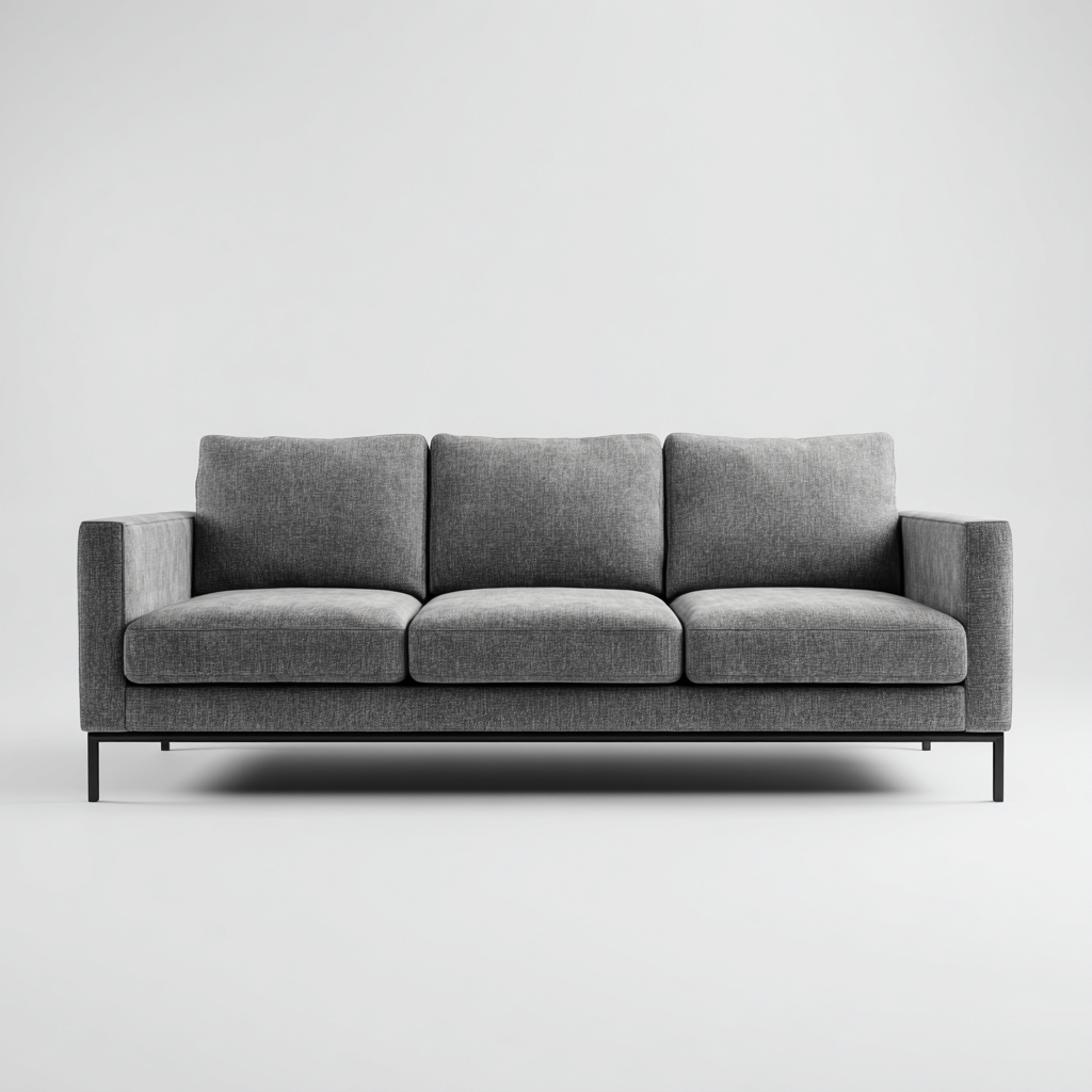 Divano a 3 posti - tessuto-metallo - 220x91x79 cm - grigio - moderno-Javexdadecor