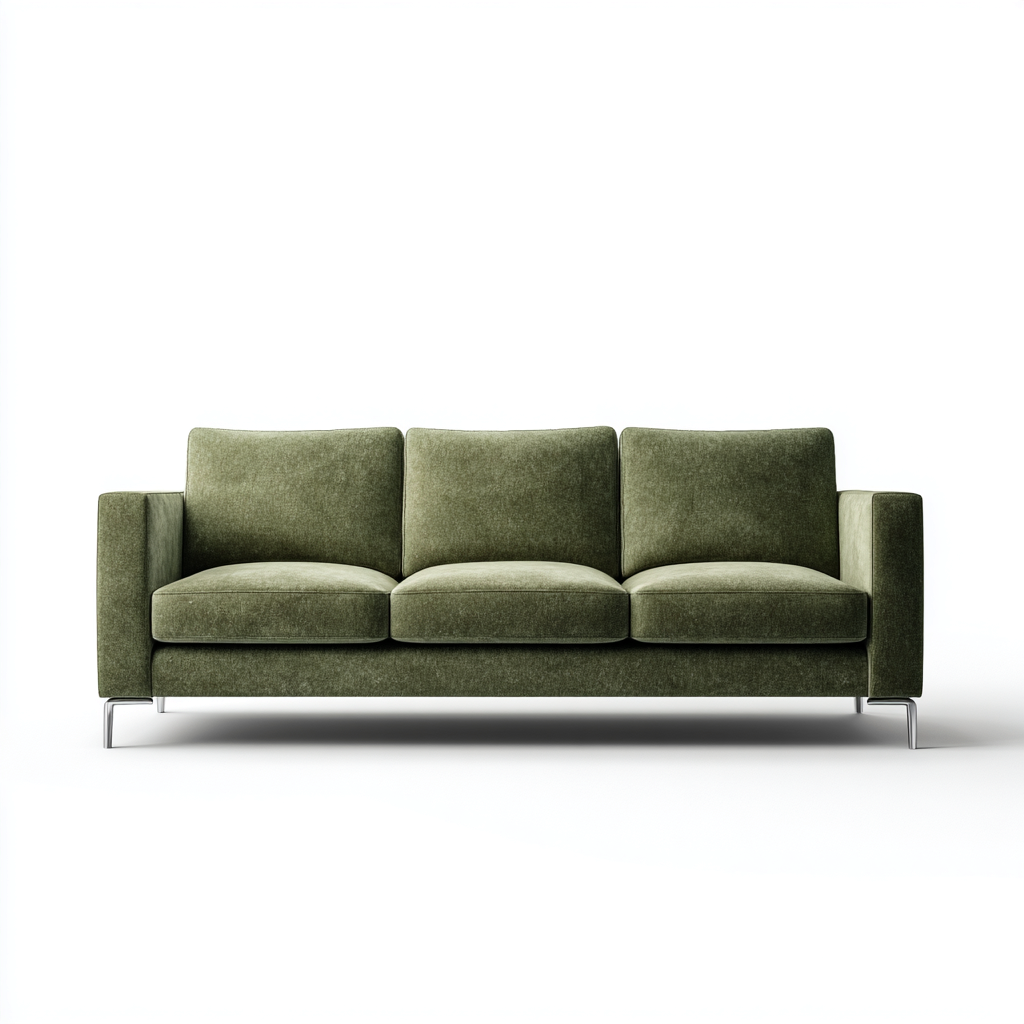 Divano a 3 posti - velluto-metallo - 214x89x81 cm - verde oliva - moderno-Javexdadecor