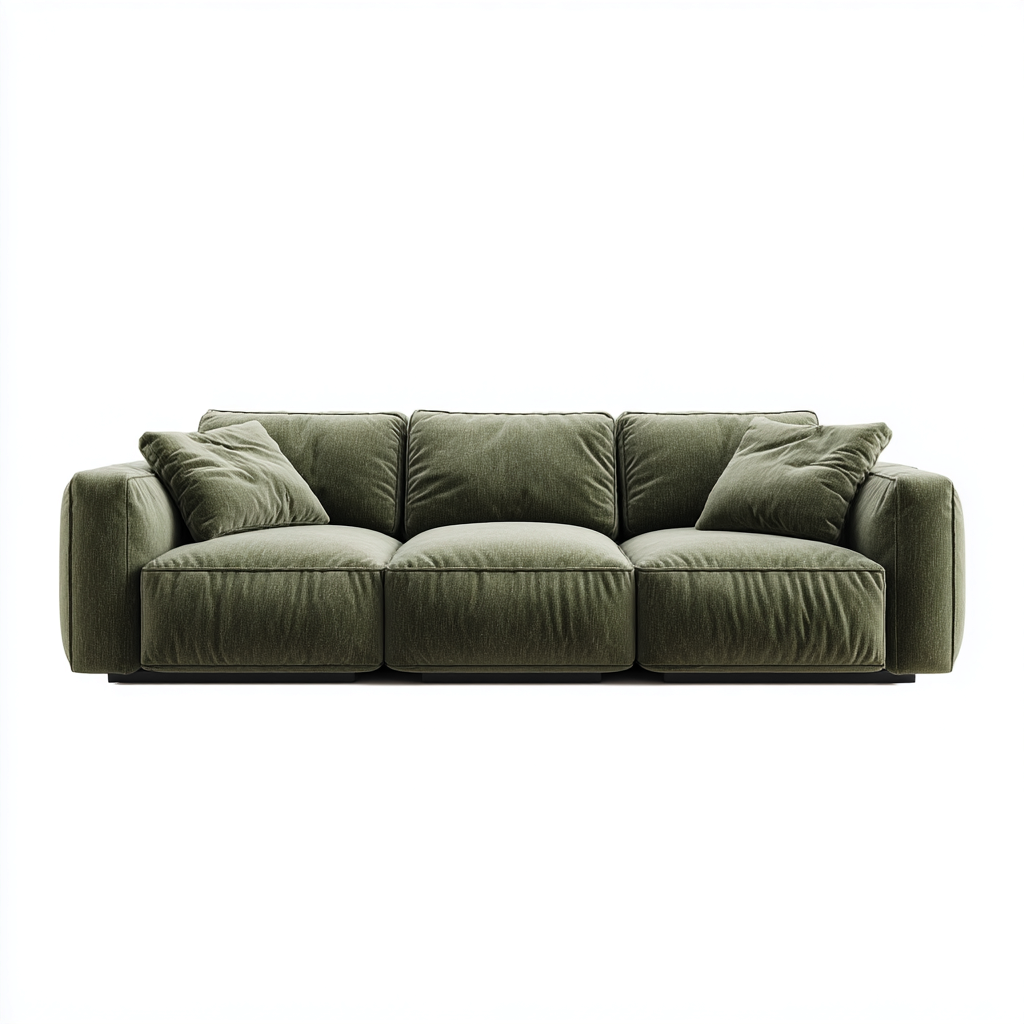 Divano a 3 posti - velluto - 230x98x76 cm - verde oliva - moderno-Javexdadecor