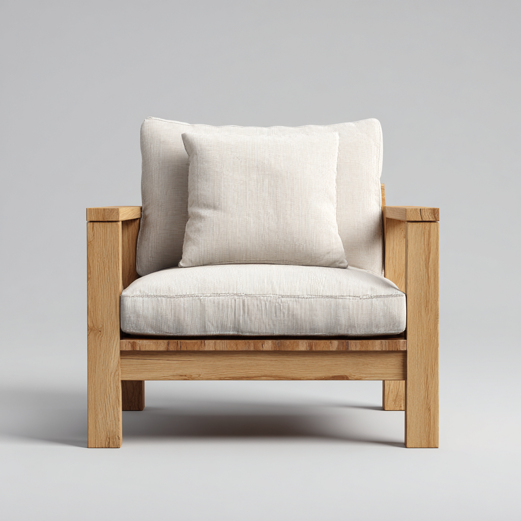 Poltrona da giardino - Tessuto-Legno - 90x83x78 cm - Bianco-Marrone - Design naturale-Javexdadecor