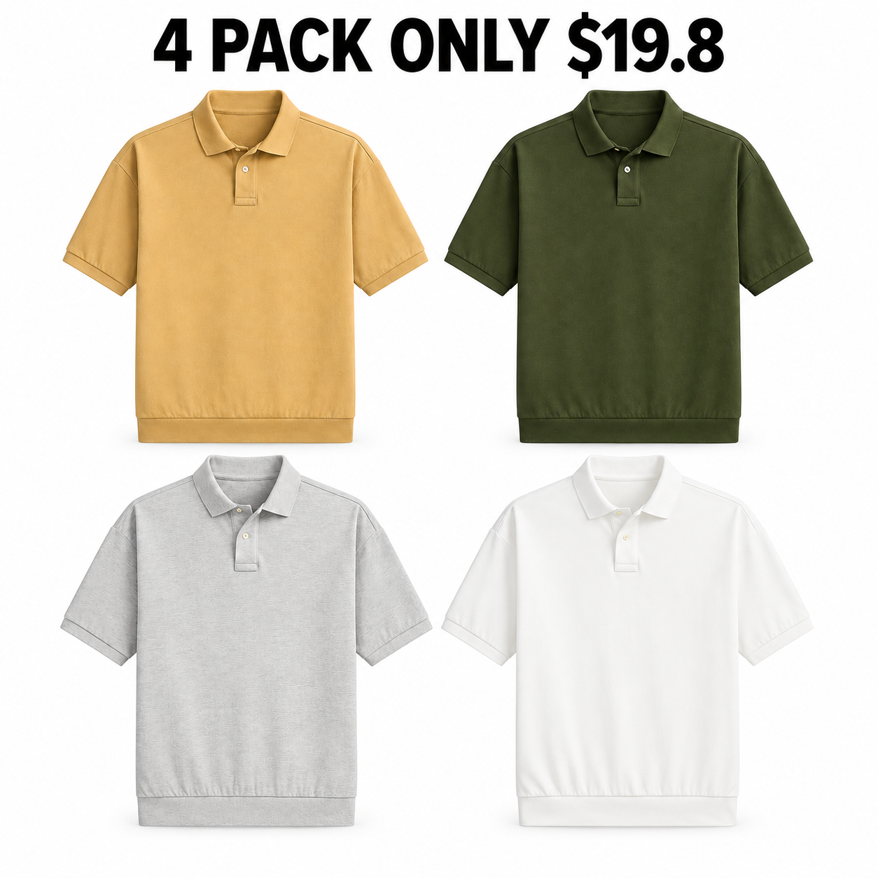 🔥Seasonal Sale: 6 Pack Slightly Relaxed Fit Breathable Mesh Polo Shirts Only $23.96