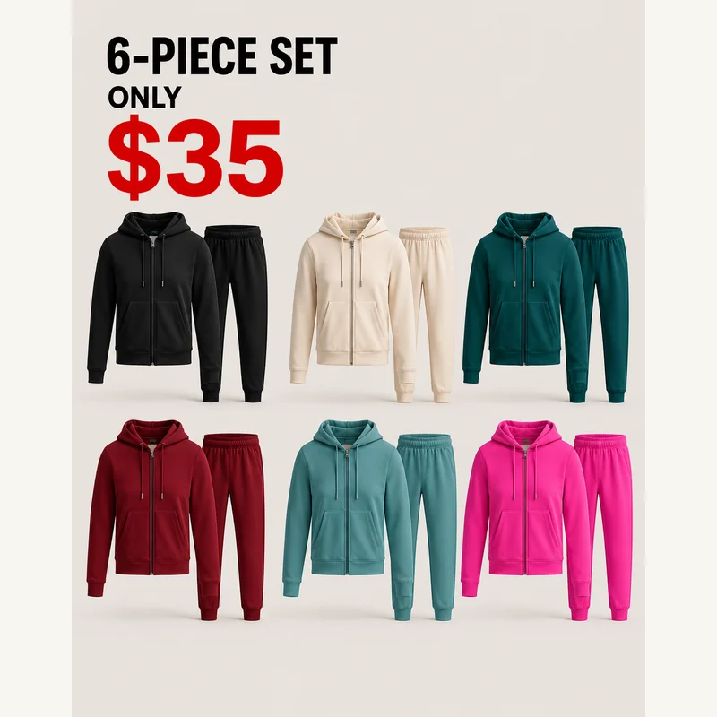 Crop zip hoodie and relaxed jogger multipack set