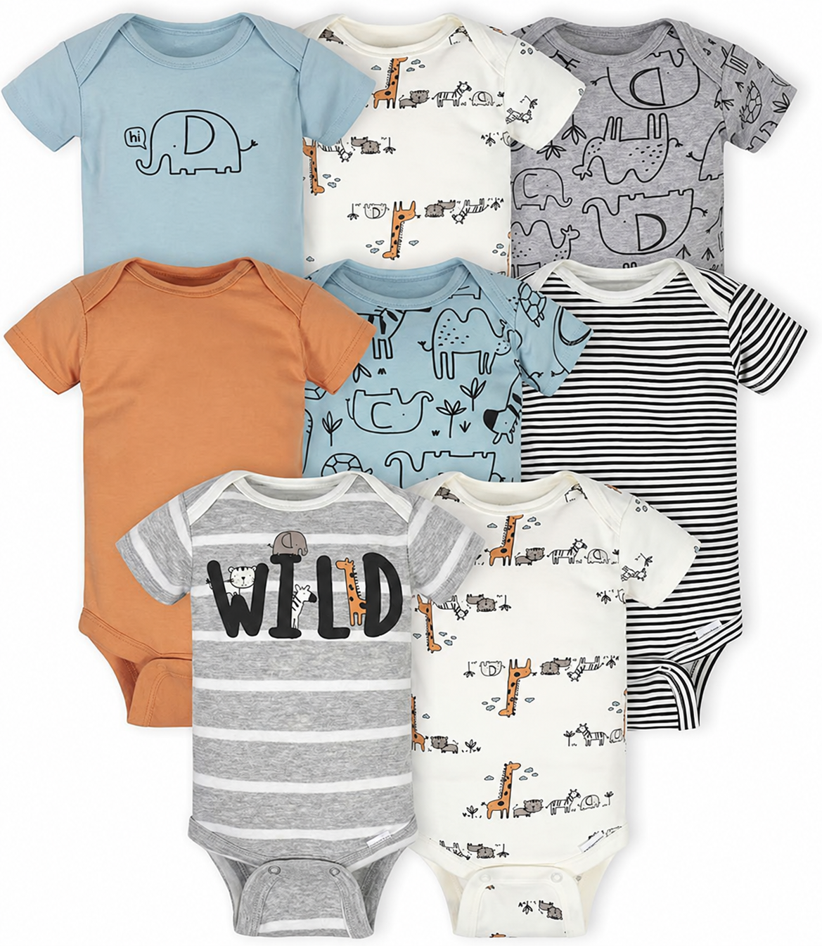 Unisex Baby 8-Pack Short-Sleeve Bodysuits – Soft Everyday Essentials