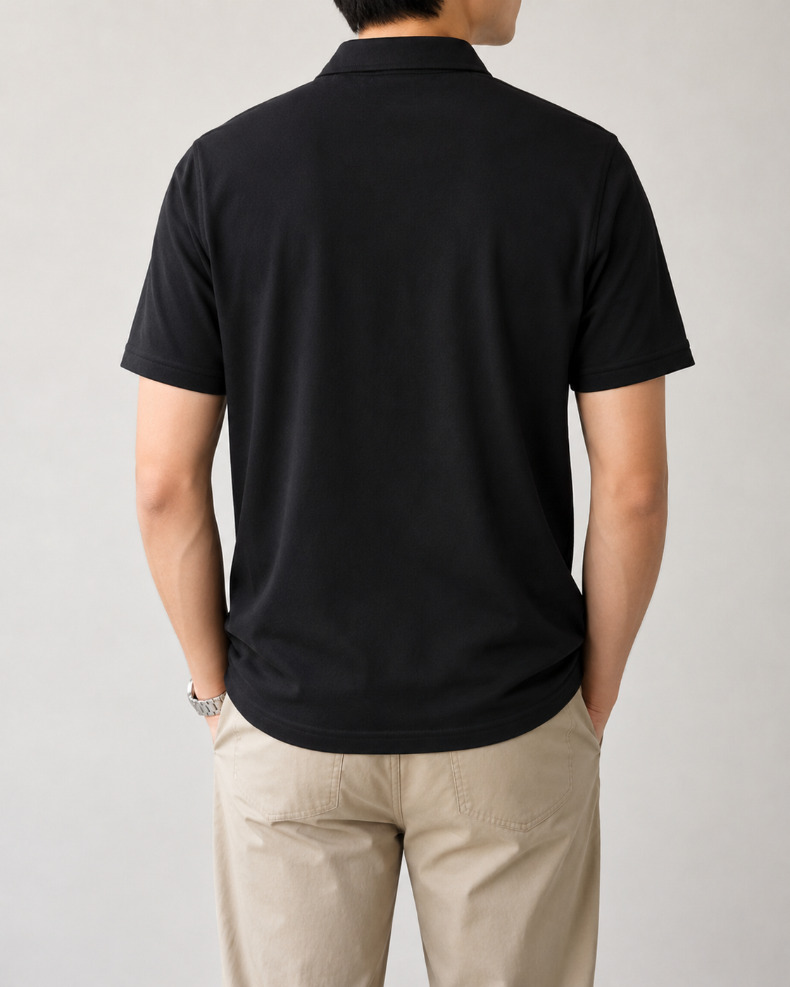 Back view of polo shirt