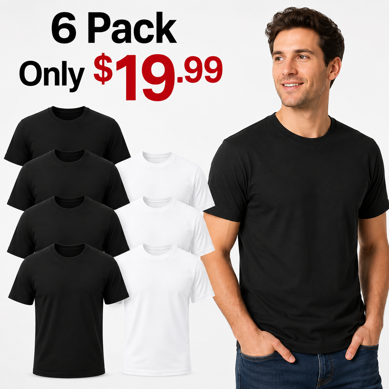 🔥 12-Pack ONLY $24.99 | Men's Black Crew Neck Basic T-Shirts 👕