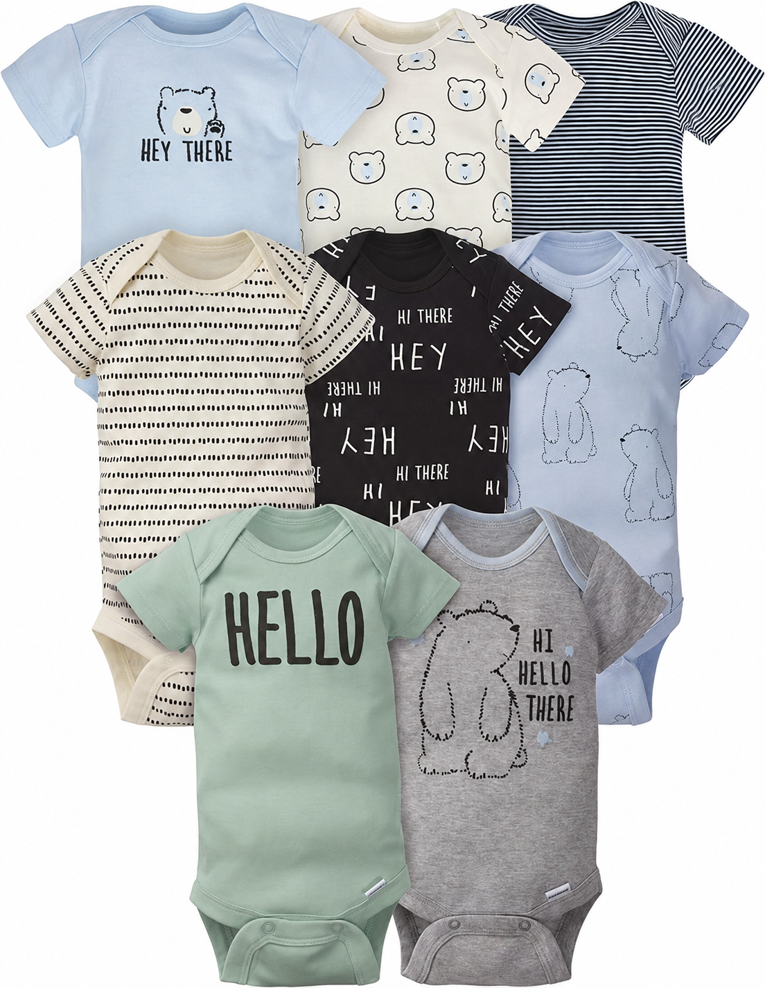 Unisex Baby 8-Pack Short-Sleeve Bodysuits – Soft Everyday Essentials
