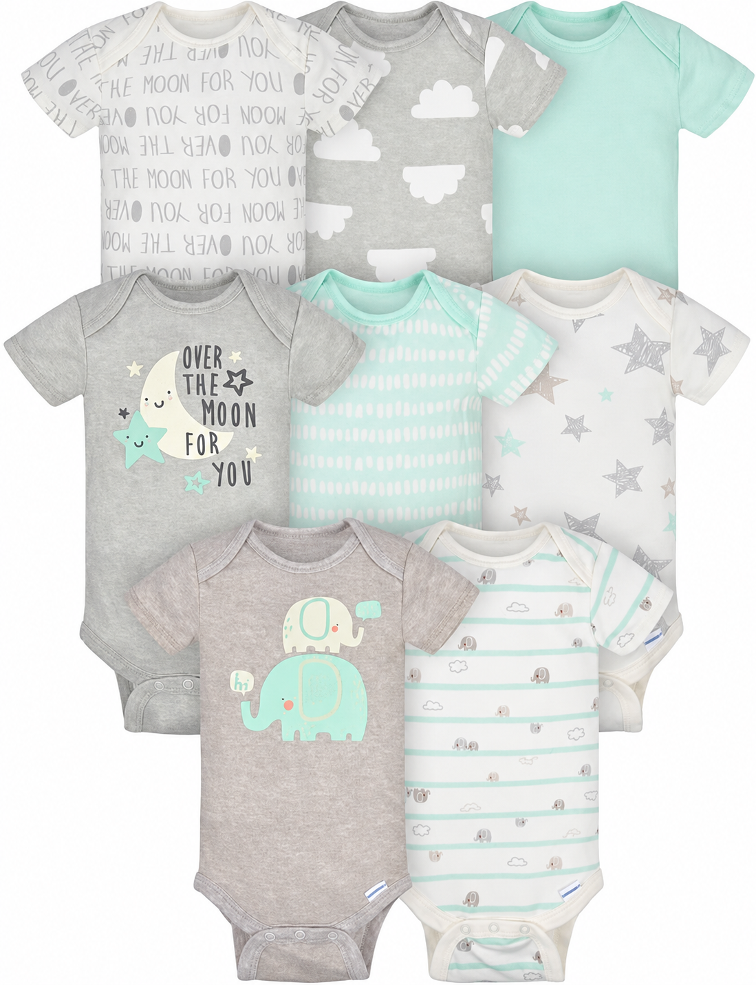 Unisex Baby 8-Pack Short-Sleeve Bodysuits – Soft Everyday Essentials