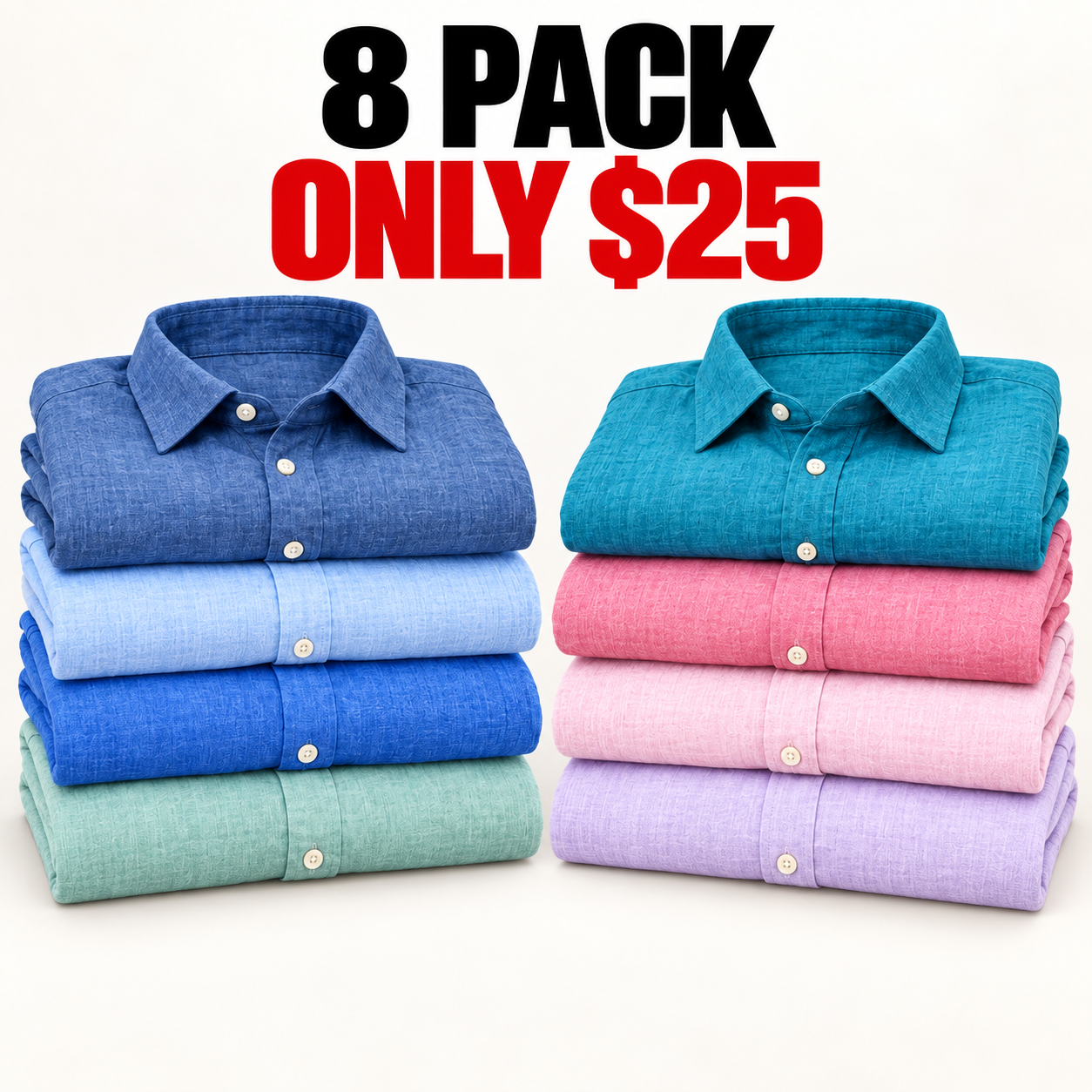 🔥Limited-Time Deal: 16-Pack Men’s Slim-Fit Linen Shirts – Only $32