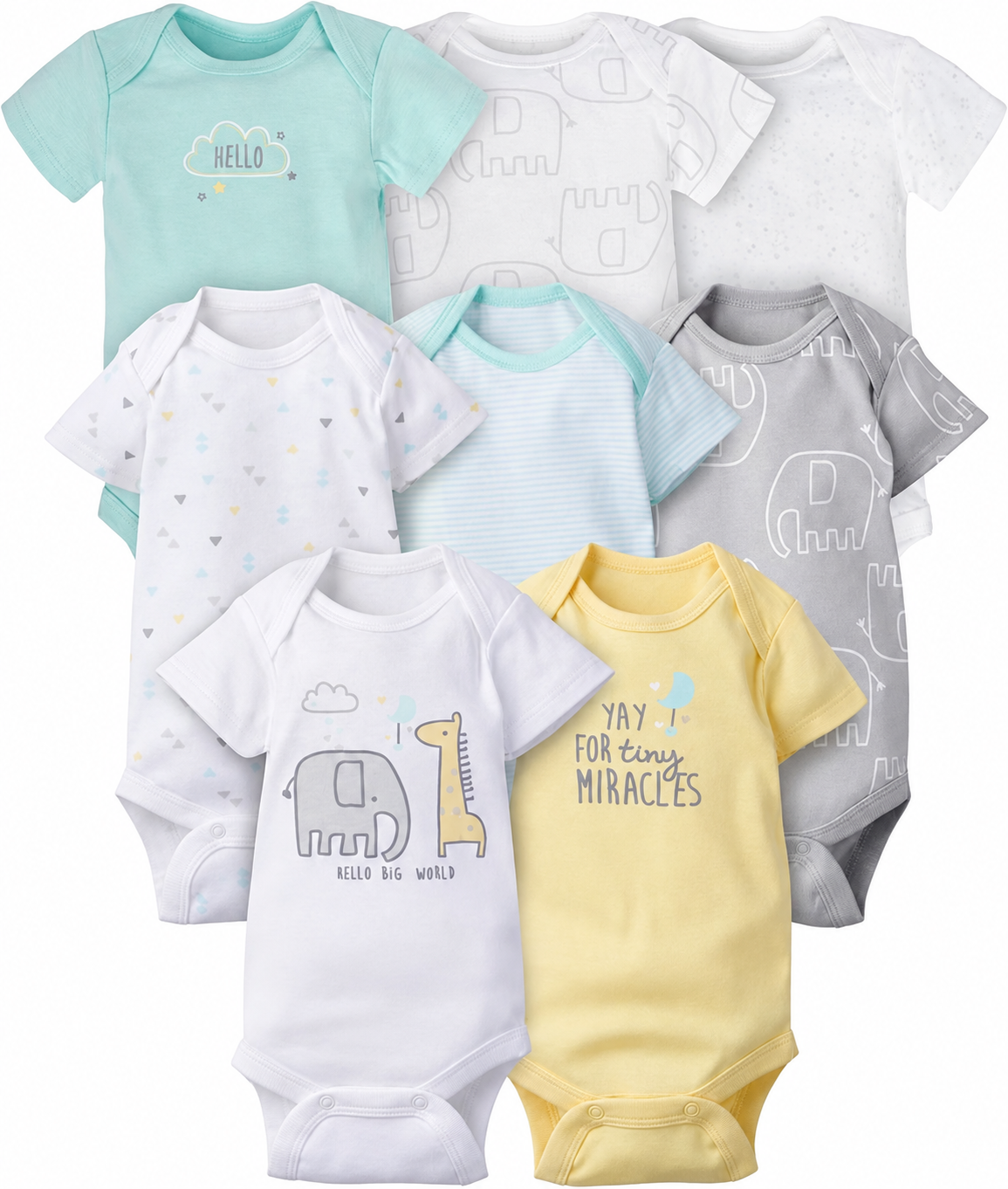 Unisex Baby 8-Pack Short-Sleeve Bodysuits – Soft Everyday Essentials
