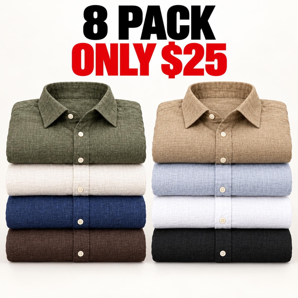 🔥Limited-Time Deal: 16-Pack Men’s Slim-Fit Linen Shirts – Only $32