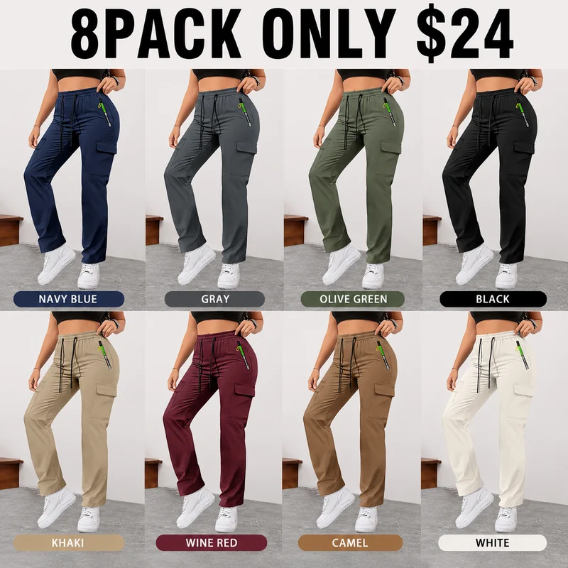 Women's lightweight cargo pants eight-pack