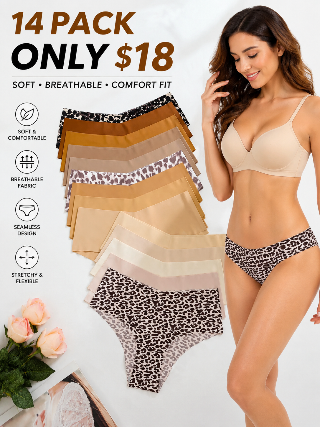 ✨ Women’s Seamless Briefs, Soft Breathable Stretch Panties