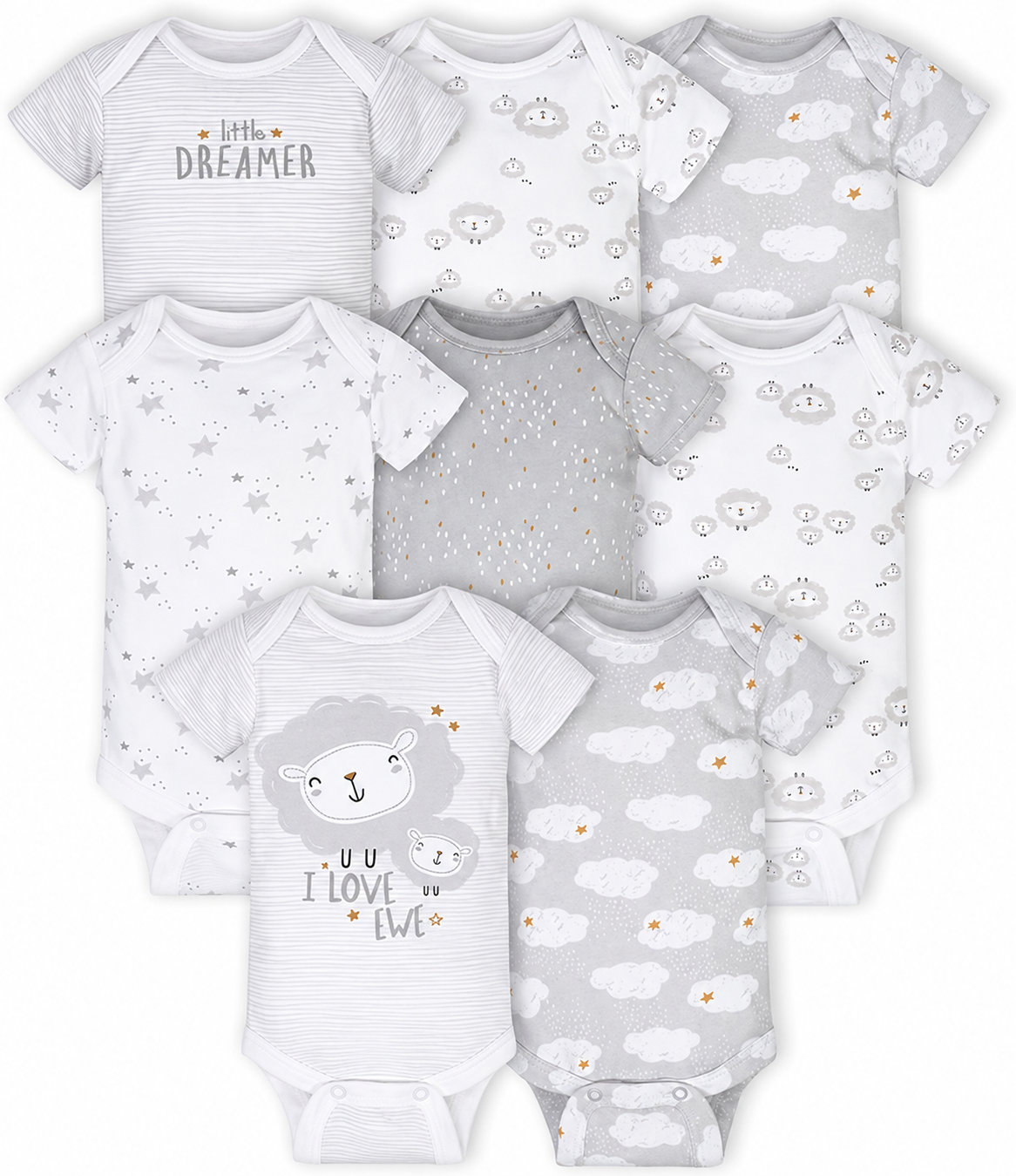 Unisex Baby 8-Pack Short-Sleeve Bodysuits – Soft Everyday Essentials