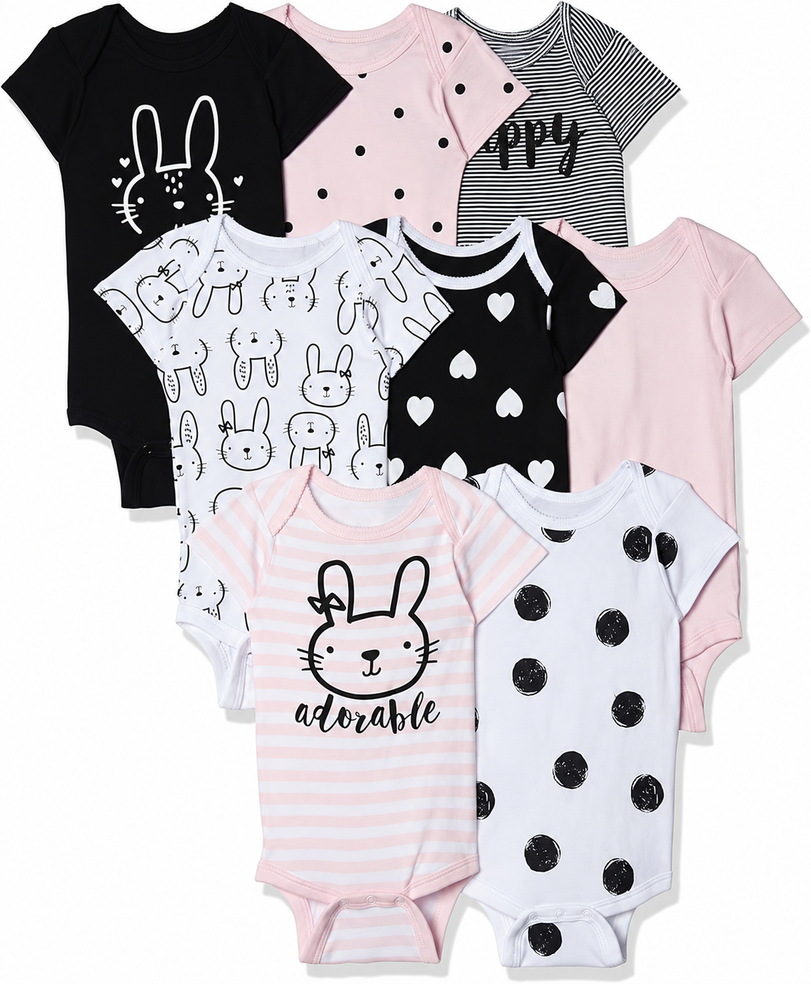 Unisex Baby 8-Pack Short-Sleeve Bodysuits – Soft Everyday Essentials