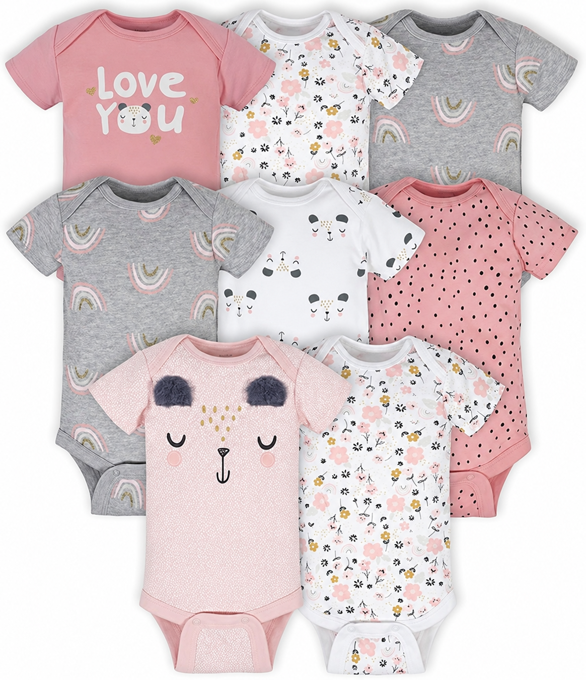 Unisex Baby 8-Pack Short-Sleeve Bodysuits – Soft Everyday Essentials
