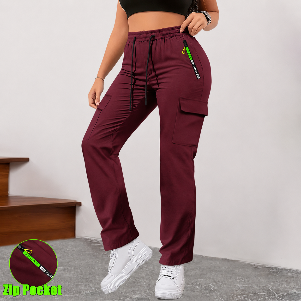 🔥 8 Pack ONLY $24 | Women’s Lightweight Cargo Pants with Zipper Pockets