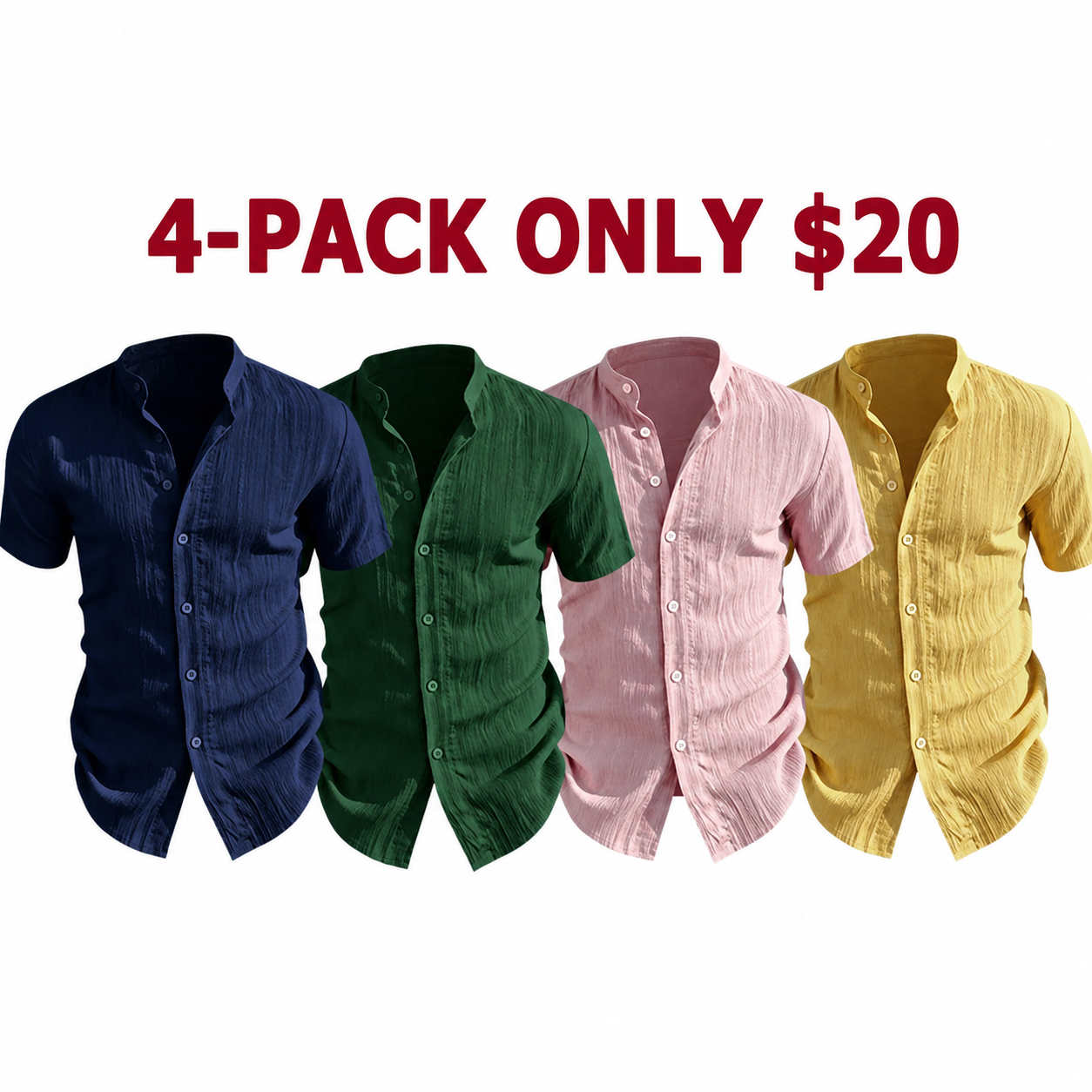 Men's Summer Short Sleeve Shirts Lightweight Breathable Solid Color