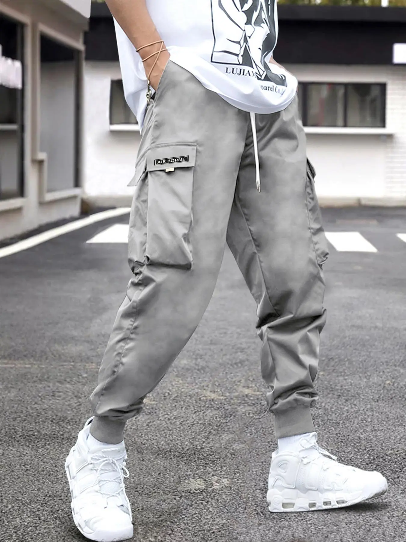 Men's Flap Pocket Drawstring Cargo Pants, Loose Drawstring Waist Jogger Trousers, Summer, Men Clothes, Please Purchase A Size Up
