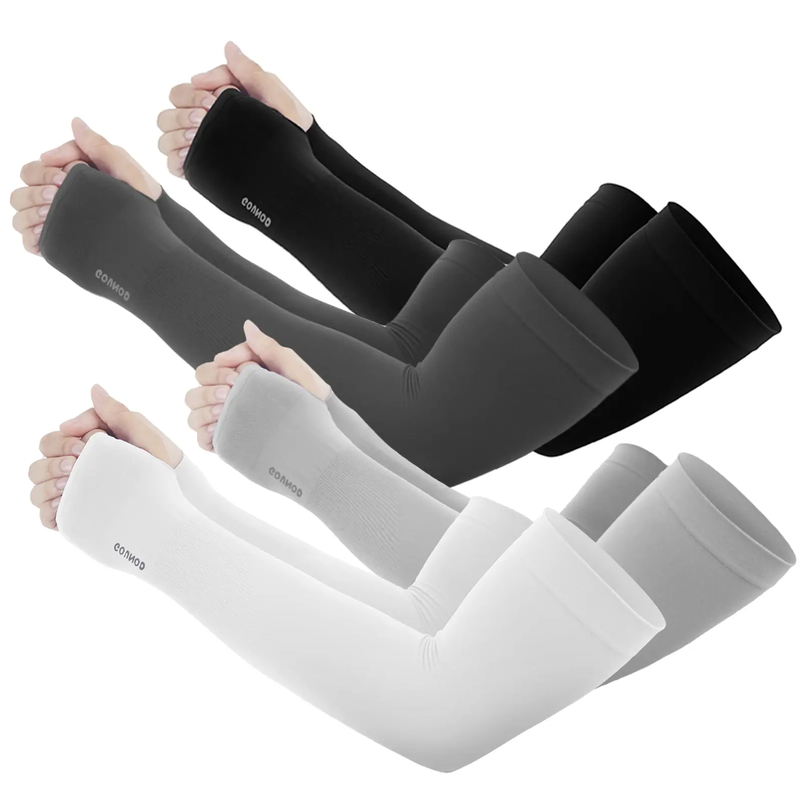 Compression Arm Sleeves for Men Women, UPF50+ Cooling Sun Protection, Quick‑Dry With Thumb & Watch Hole, Sports Support for Outdoor Casual