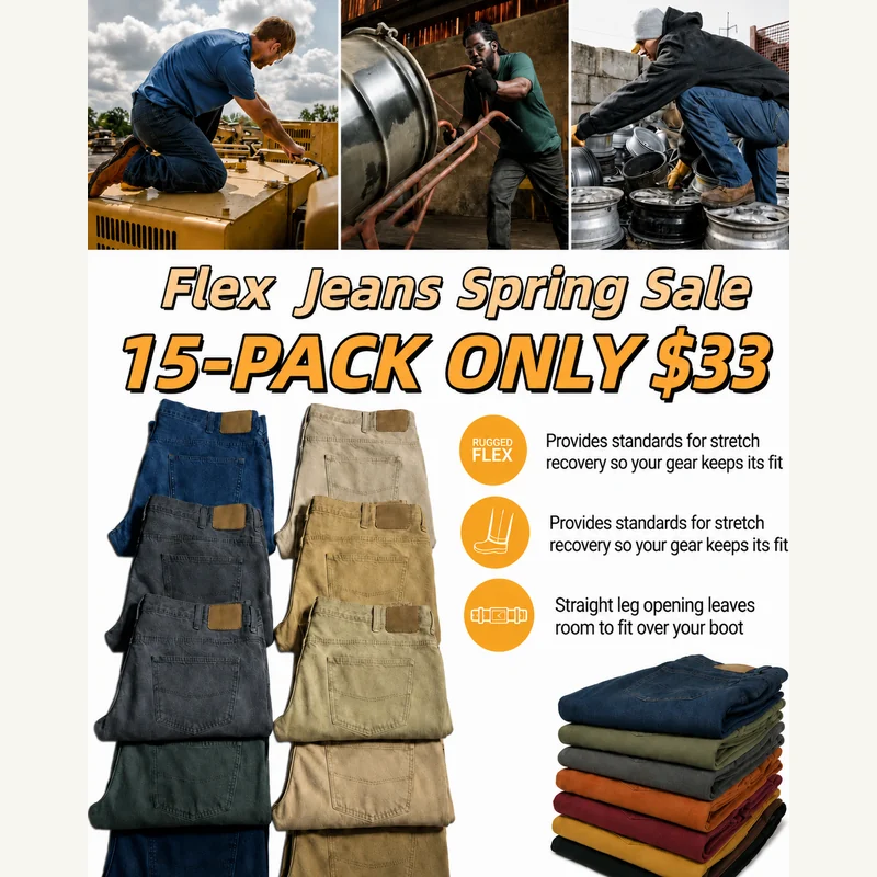 Men's seven-pocket flex utility jeans