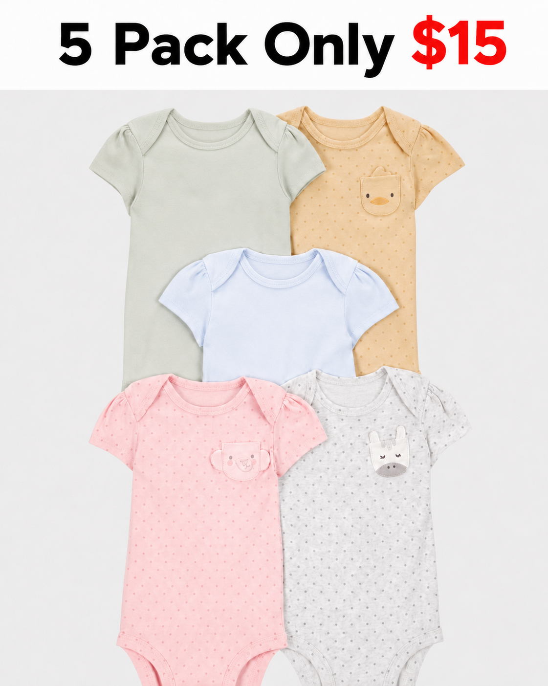 Baby Girl 5-Pack Fruit Multipack Bodysuits - Orange/Green/Yellow