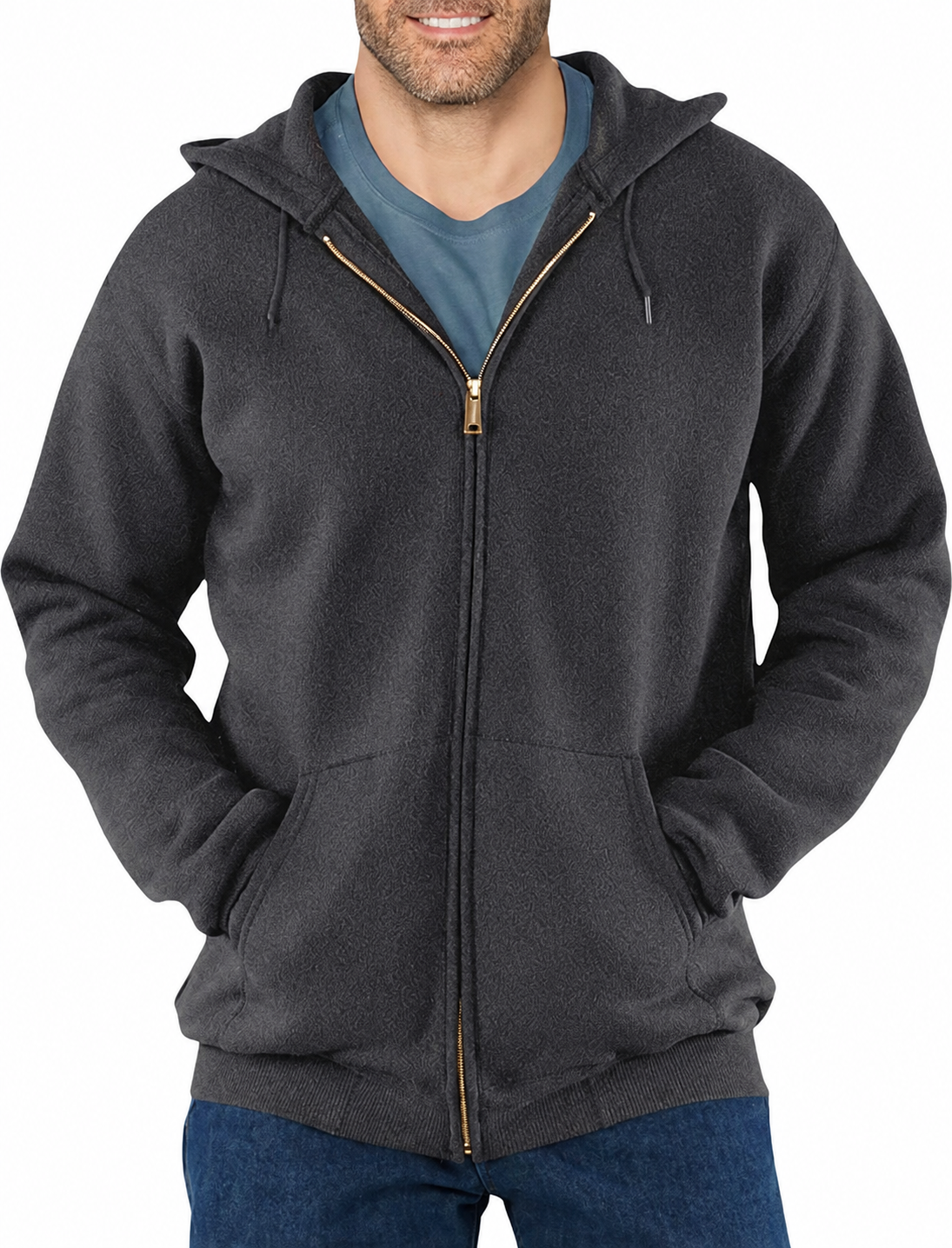 Limited-Time Sale: Men’s Heavyweight Full-Zip Hooded Sweatshirt – Durable Outside, Soft & Warm Inside
