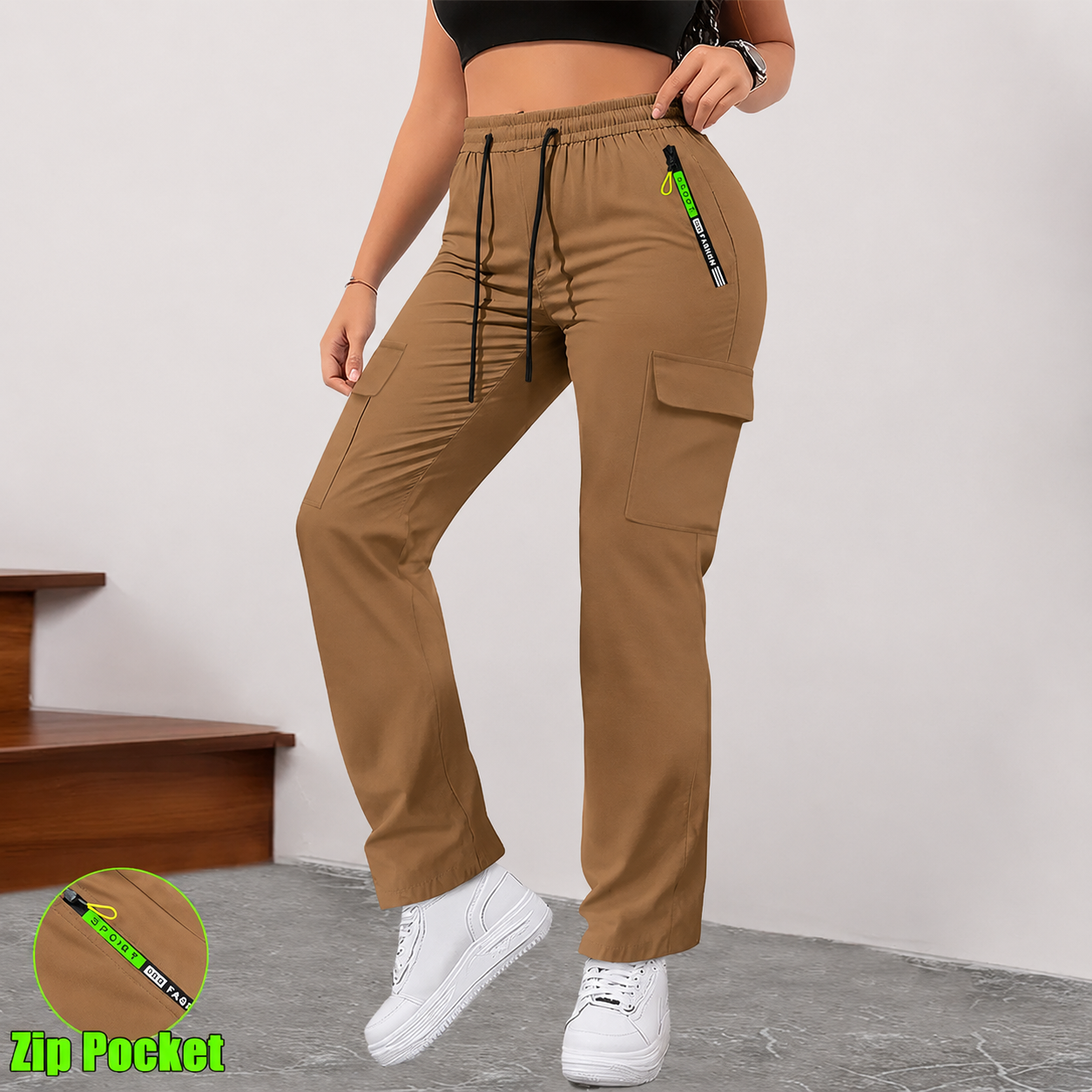 🔥 8 Pack ONLY $24 | Women’s Lightweight Cargo Pants with Zipper Pockets