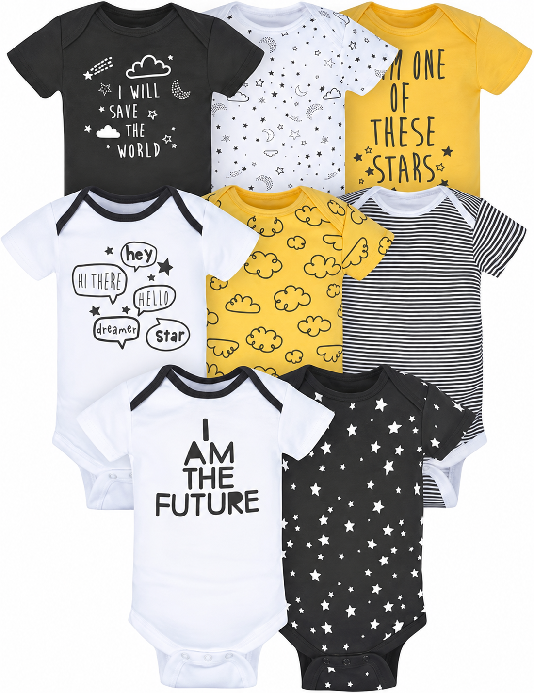 Unisex Baby 8-Pack Short-Sleeve Bodysuits – Soft Everyday Essentials