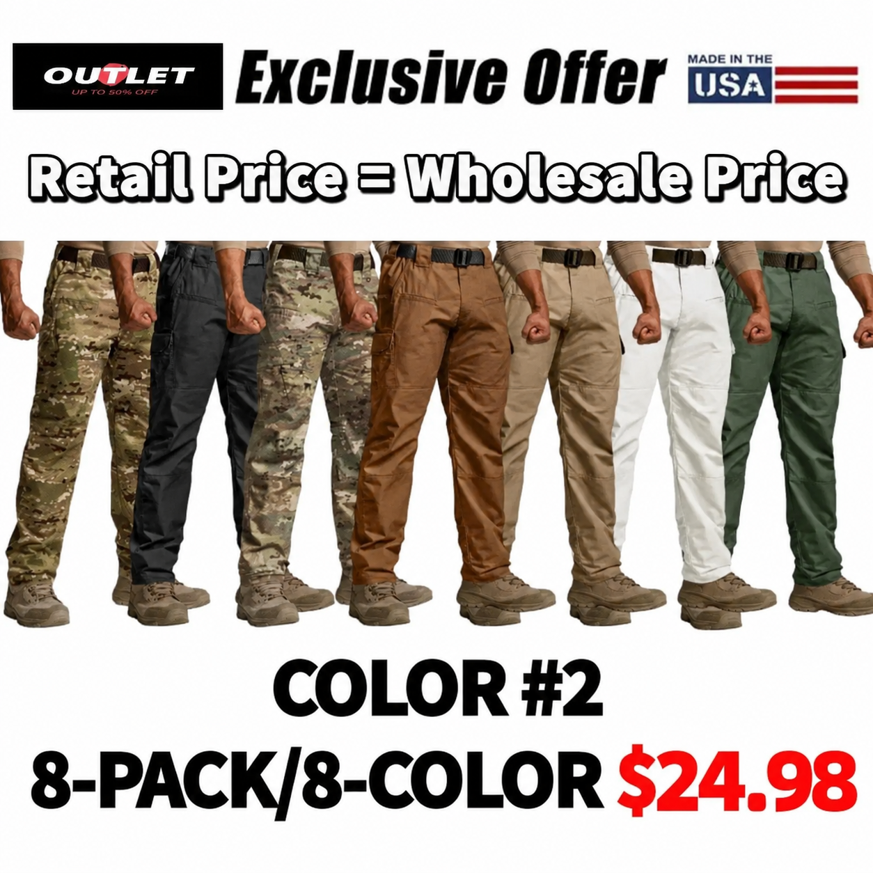 Men's Tactical Work Pants 9 Pockets Ripstop