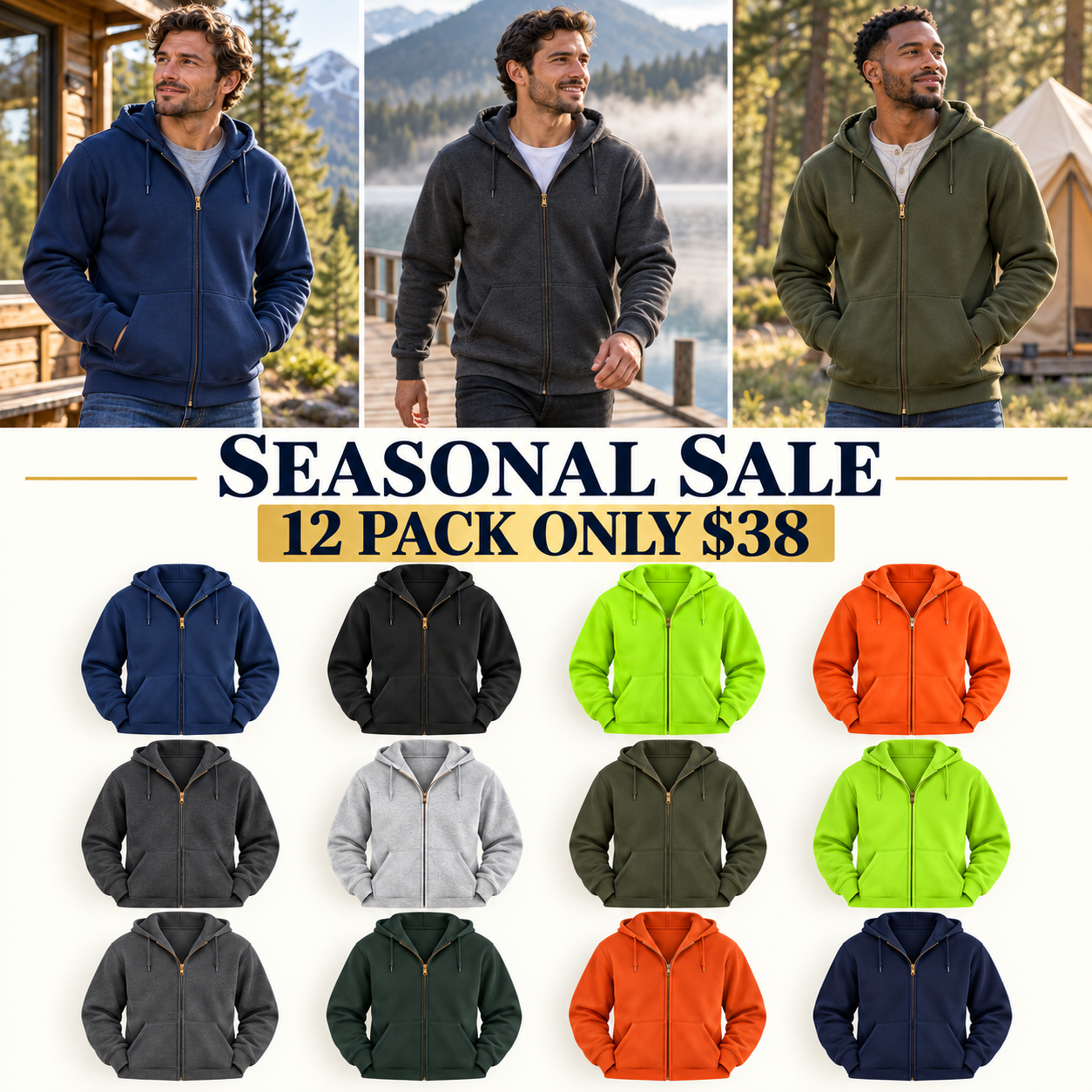 Limited-Time Sale: Men’s Heavyweight Full-Zip Hooded Sweatshirt – Durable Outside, Soft & Warm Inside