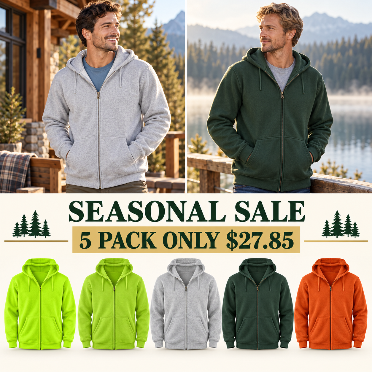 Limited-Time Sale: Men’s Heavyweight Full-Zip Hooded Sweatshirt – Durable Outside, Soft & Warm Inside