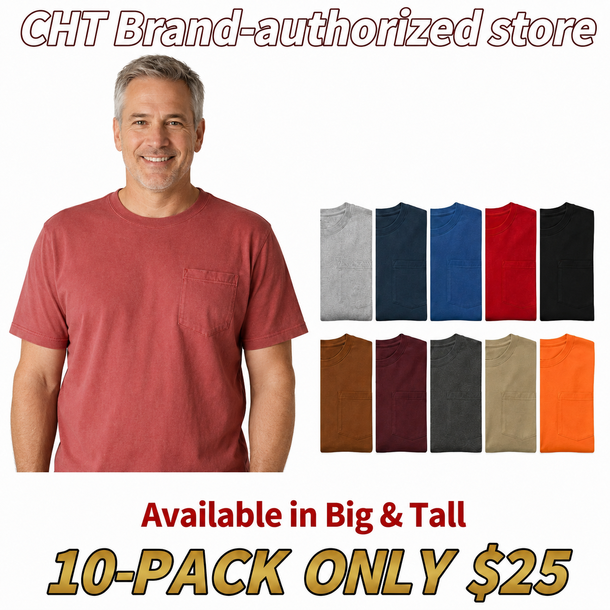 Men's Workwear Loose Fit Heavyweight Short-Sleeve Pocket T-Shirt (Also Available in Big & Tall)