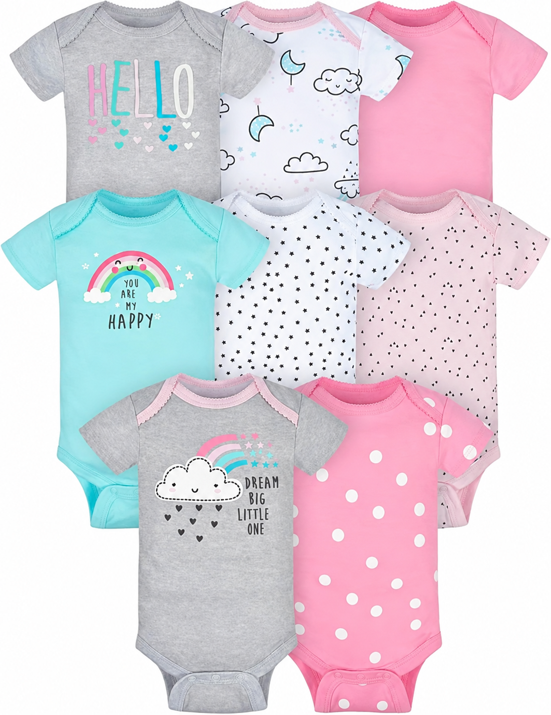 Unisex Baby 8-Pack Short-Sleeve Bodysuits – Soft Everyday Essentials