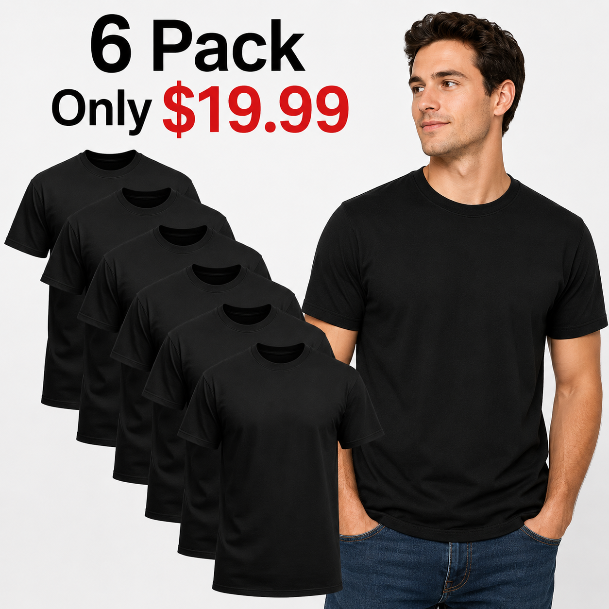 🔥 12-Pack ONLY $24.99 | Men's Black Crew Neck Basic T-Shirts 👕