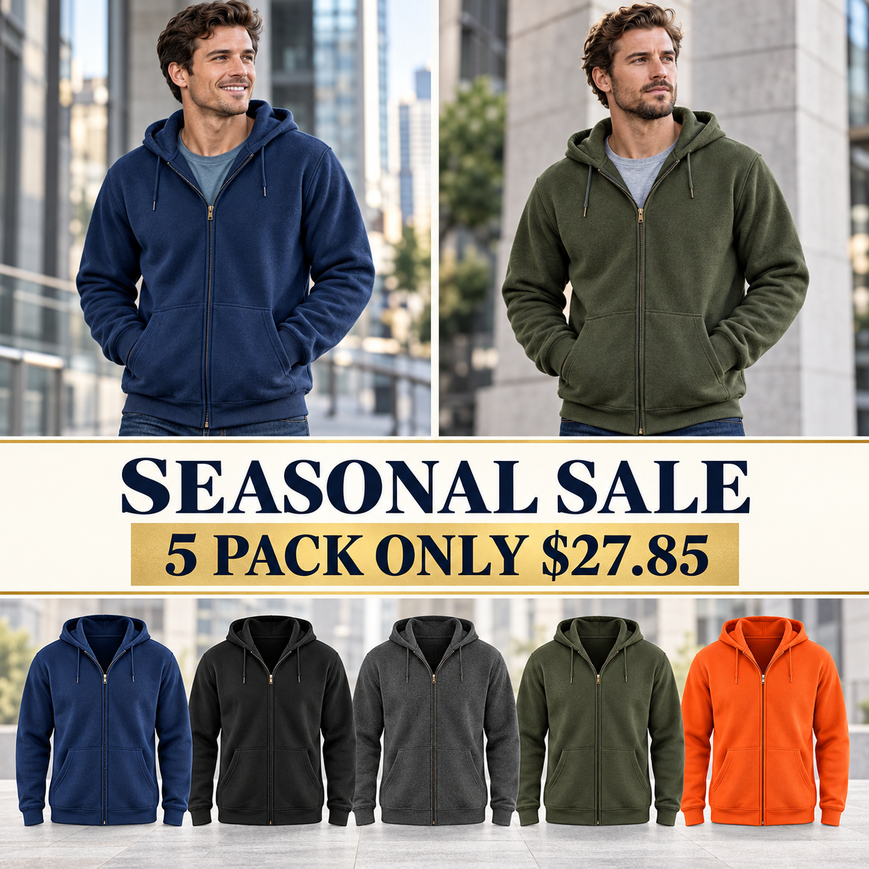 Limited-Time Sale: Men’s Heavyweight Full-Zip Hooded Sweatshirt – Durable Outside, Soft & Warm Inside